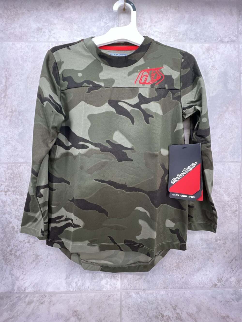 Troy Lee Designs Youth Flowline Long Sleeve Jersey Spray Camo Army Medium
